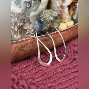 Vintage ED LEVIN Signed Sterling Silver Twisted Dangle Hoop Earrings Modernist